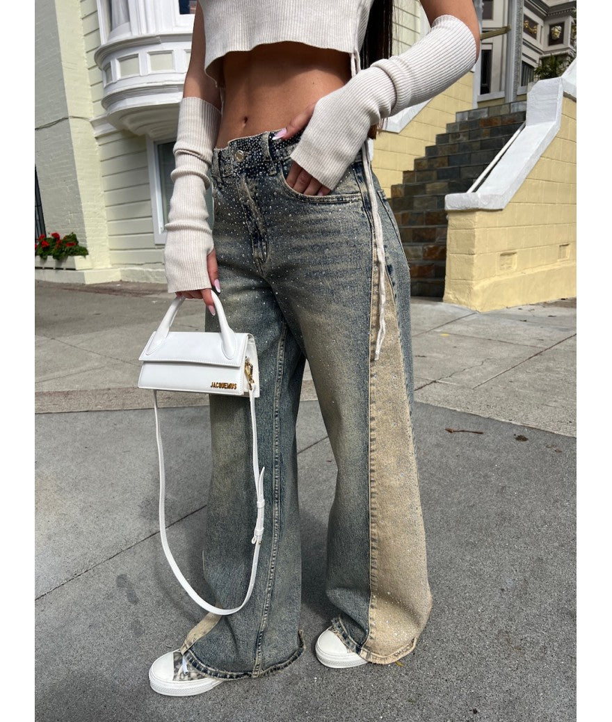 FLVEX™ LONDON Beige Two-Tone Jeans