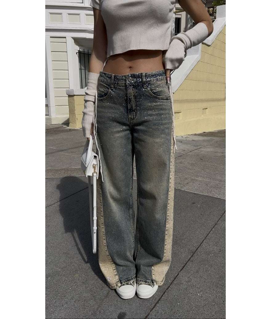 FLVEX™ LONDON Beige Two-Tone Jeans