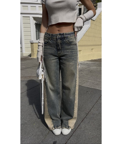 FLVEX™ LONDON Beige Two-Tone Jeans