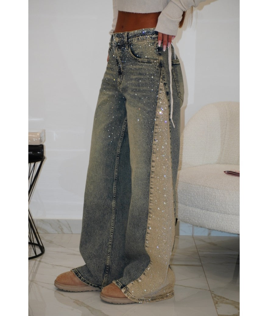 FLVEX™ LONDON Beige Two-Tone Jeans