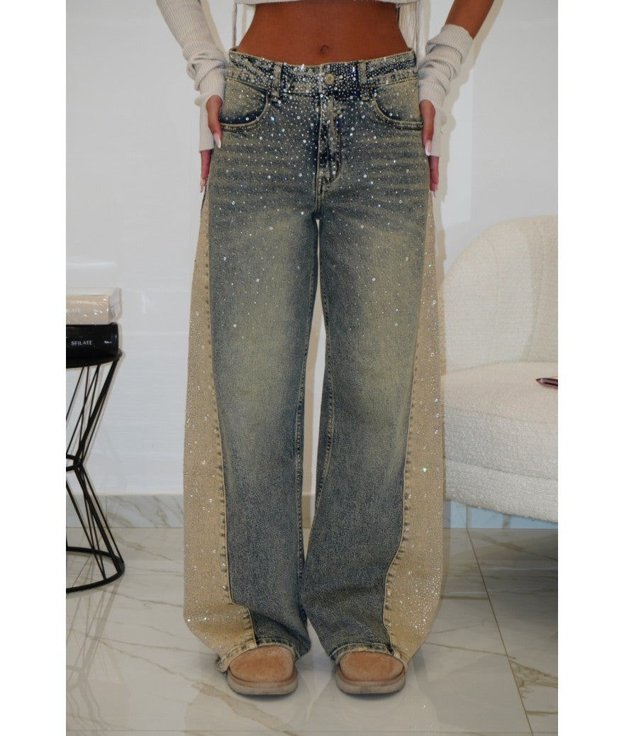 FLVEX™ LONDON Beige Two-Tone Jeans