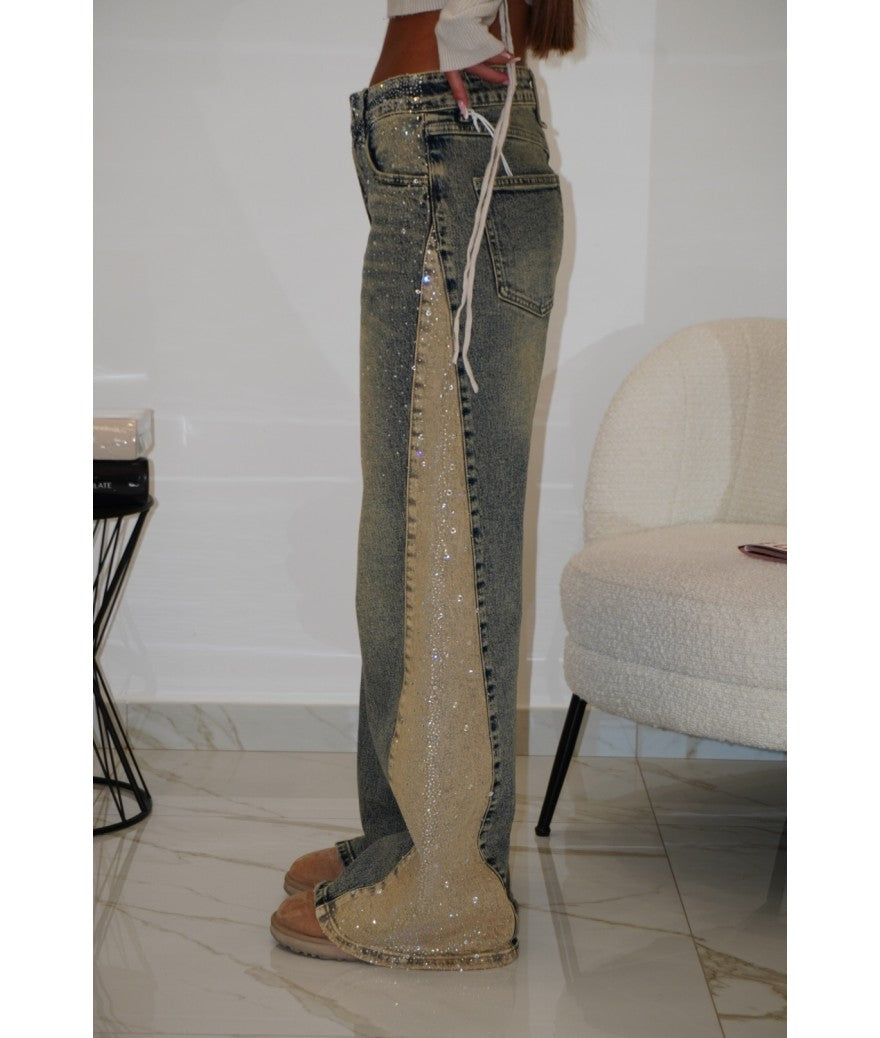 FLVEX™ LONDON Beige Two-Tone Jeans