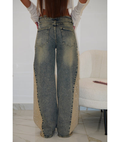 FLVEX™ LONDON Beige Two-Tone Jeans