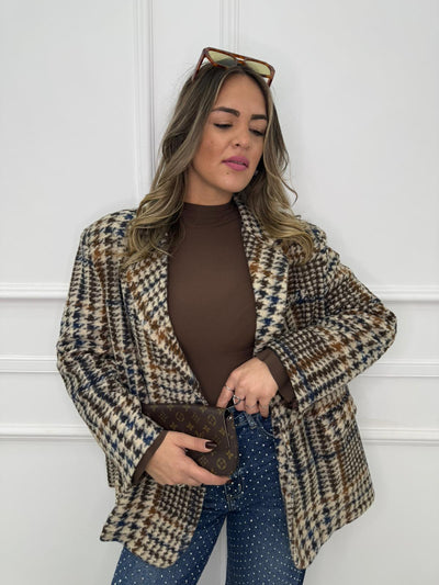 Giacca over fantasia pied de poule