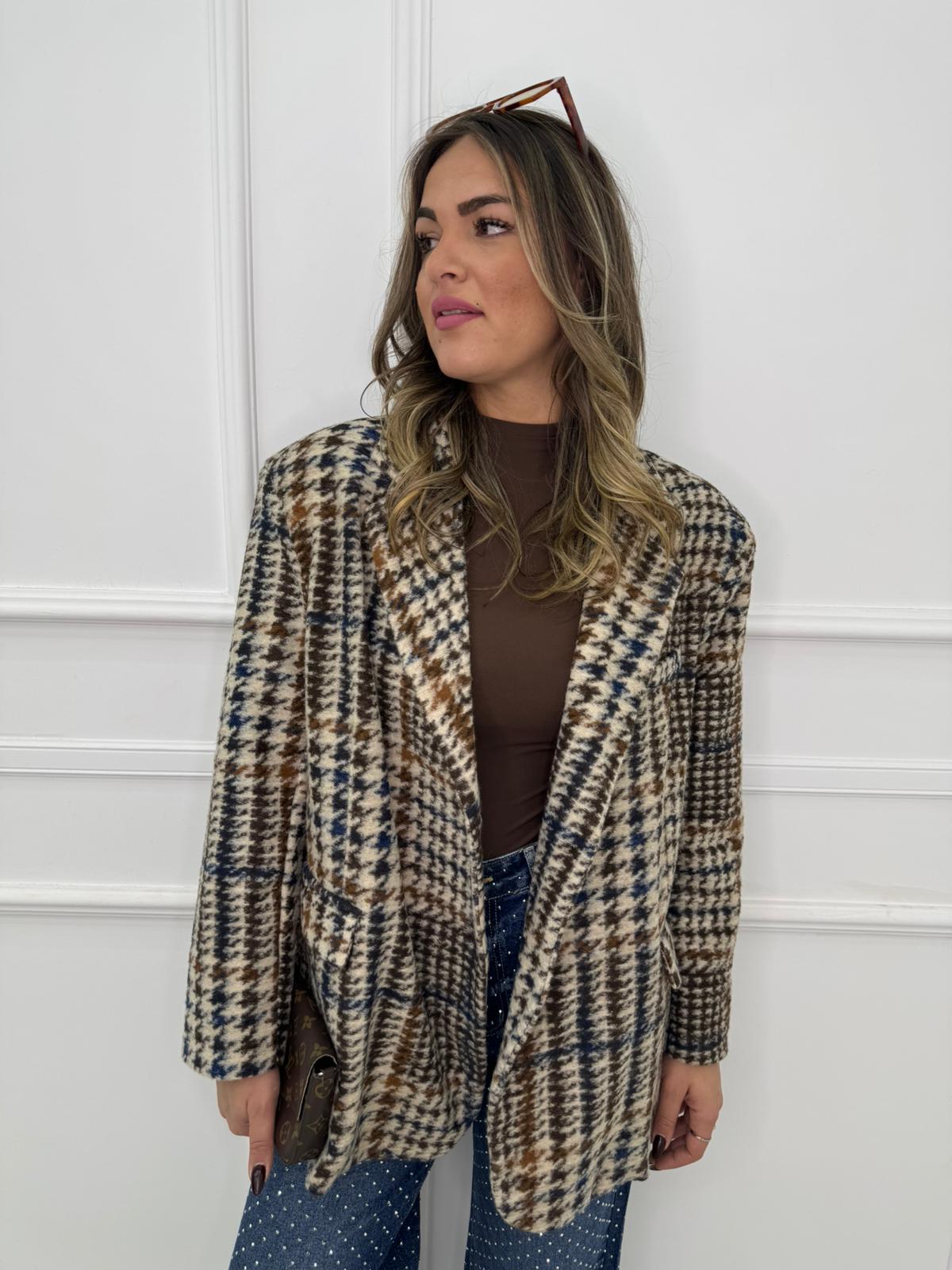 Giacca over fantasia pied de poule