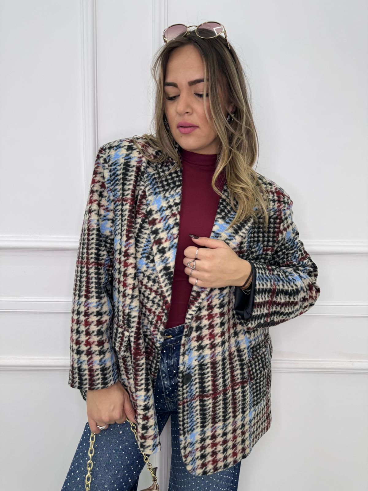 Giacca over fantasia pied de poule