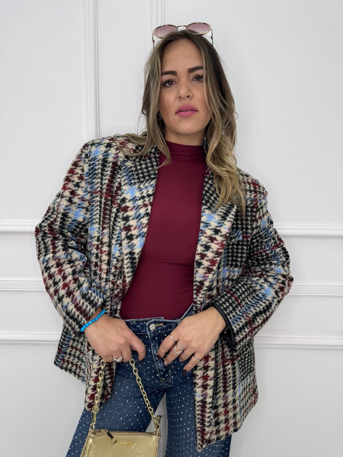 Giacca over fantasia pied de poule