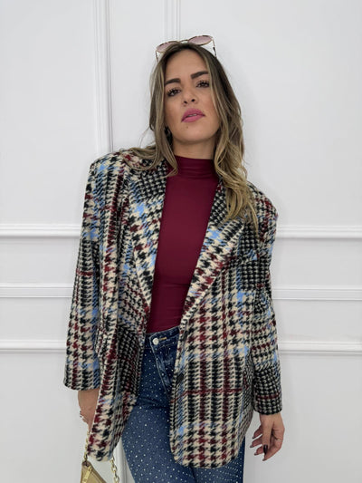 Giacca over fantasia pied de poule